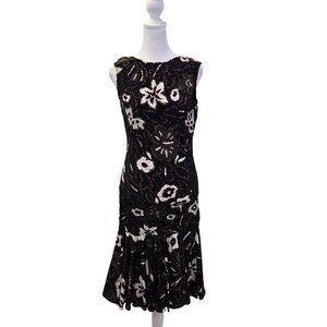 NWT Vintage Cathy Hardwick Floral Smocked Ruffle Hem Dress Size 6